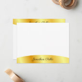 Gold Look Weiß Personalisiert Elegant Handwriting Mitteilungskarte (Vorderseite/Rückseite Beispiel)