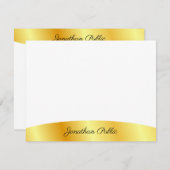 Gold Look Weiß Personalisiert Elegant Handwriting Mitteilungskarte (Vorne/Hinten)