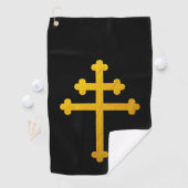 Gold Lorraine Cross auf Black/Christlich Golf Hand Golfhandtuch (Insitu)