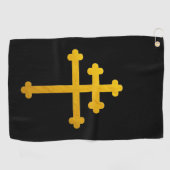 Gold Lorraine Cross auf Black/Christlich Golf Hand Golfhandtuch (Horizontal)
