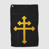 Gold Lorraine Cross auf Black/Christlich Golf Hand Golfhandtuch (Vorderseite)