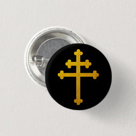 Gold Lorraine Cross auf Black / Fashion Button