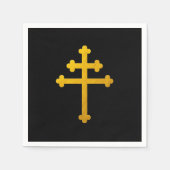 Gold Lorraine Cross auf Schwarz / Christlich Serviette (Vorderseite)