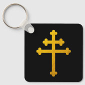 Gold Lorraine Cross / Christliche Mode Schlüsselanhänger (Vorderseite)