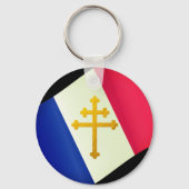 Gold Lorraine Cross & French Flag / Frankreich Schlüsselanhänger (Vorderseite)