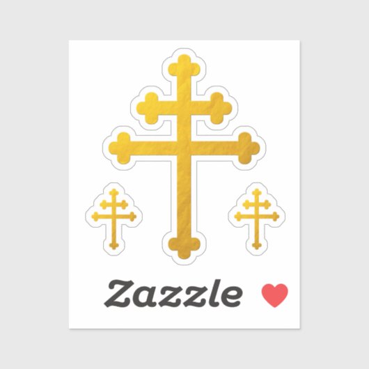 Gold Lorraine Cross / Large Sticker (Blatt)