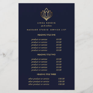 Gold Lotus Blue Wellness-Center & Massage Preise & Flyer