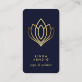 Gold Lotus Blume | Blau | Yoga für Wellness-Massag Visitenkarte (Vorderseite)