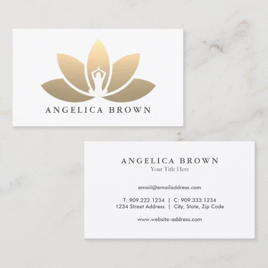 Gold Lotus Blume Business Card Visitenkarte (Vorne/Hinten)