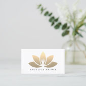 Gold Lotus Blume Business Card Visitenkarte (Stehend Vorderseite)