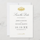 Gold Lotus Blume Custom Wedding Save the Date (Vorderseite)