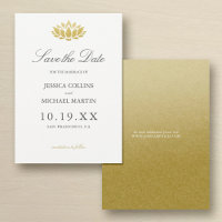 Gold Lotus Blume Custom Wedding Save the Date