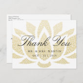 Gold Lotus Blume Custom Wedding Vielen Dank Postkarte (Vorne/Hinten)