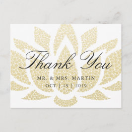 Gold Lotus Blume Custom Wedding Vielen Dank Postkarte