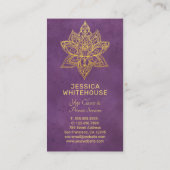Gold Lotus Blume Elegante Lila Karte (Rückseite)