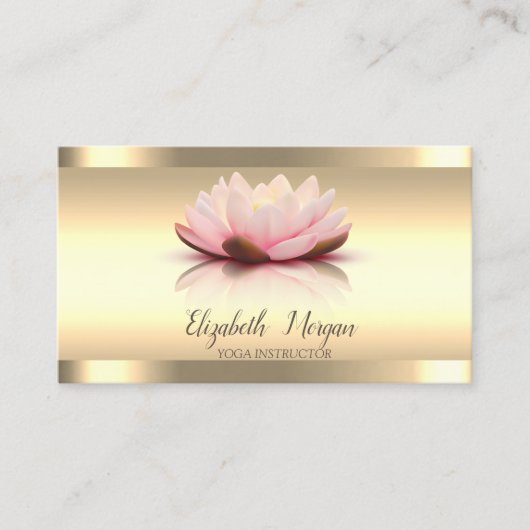 Gold Lotus Blume Gold Streifen Yoga Instructor Visitenkarte (Vorderseite)