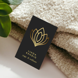 Gold Lotus Blume   Grau   Yoga für Wellness-Massag Visitenkarte