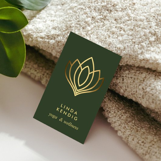 Gold Lotus Blume | Grün | Yoga für Wellness-Massag Visitenkarte