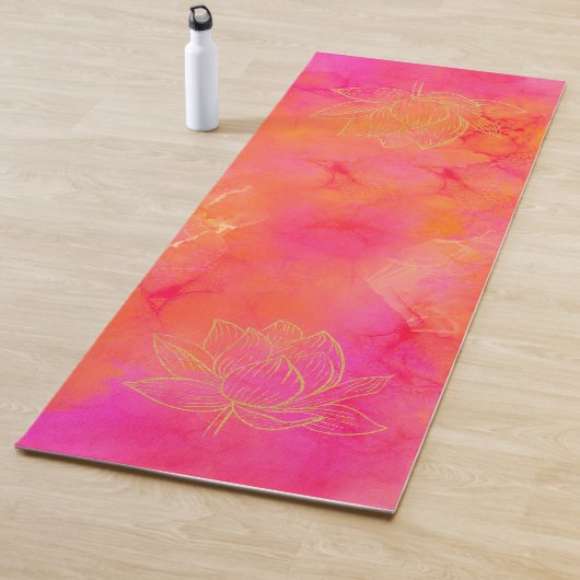 Gold Lotus Blume Illustration Rosa Farbe Kunst Yogamatte (Beispiel)