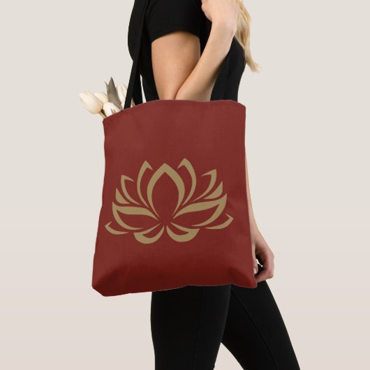 Gold Lotus Blume Kontur auf Burgund Tasche (Von Nahem)