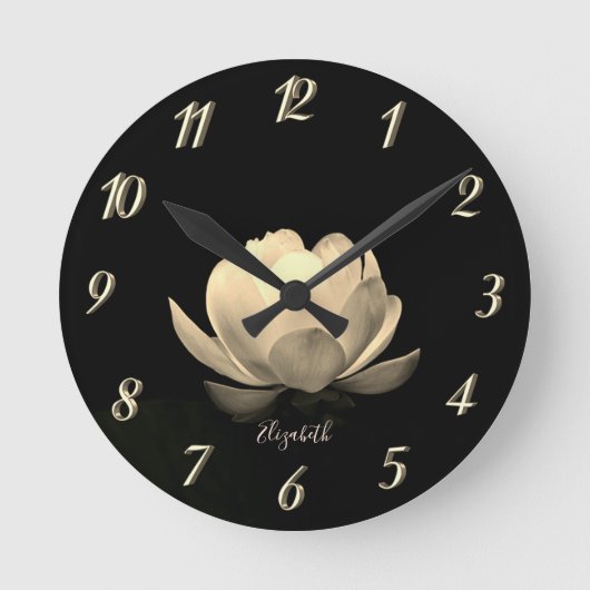 Gold Lotus Blume Landschaft, Zen Runde Wanduhr (Vorderseite)