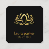 Gold Lotus Blume Logos Heilung Yoga Holistic Quadratische Visitenkarte (Vorderseite)