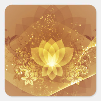 Gold Lotus Blume Quadratischer Aufkleber