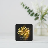 Gold Lotus Blume Yoga Instructor Zen Art Fire Quadratische Visitenkarte (Stehend Vorderseite)