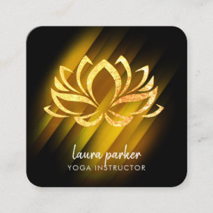 Gold Lotus Blume Yoga Instructor Zen Art Fire Quadratische Visitenkarte