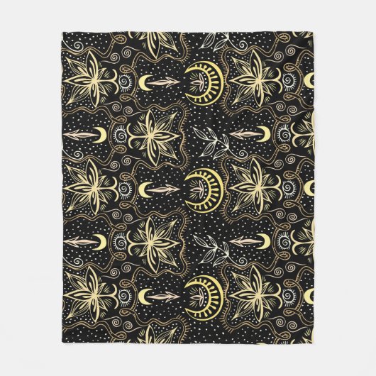 Gold Lotus: Crescent Vintag Elegance. Fleecedecke (Vorderseite)