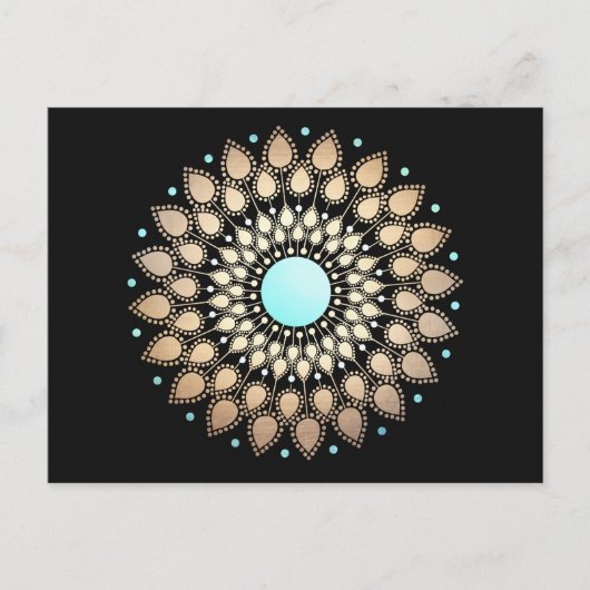 Gold Lotus Floral Mandala Postcard Postkarte (Vorderseite)