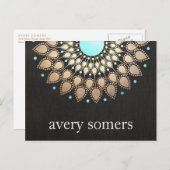 Gold Lotus Floral Mandala Postcard Postkarte (Vorne/Hinten)