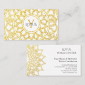 Gold Lotus Floral Mandala Yoga Center Visitenkarte (Vorne/Hinten)