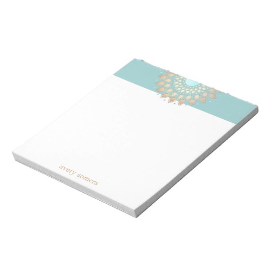 Gold Lotus Flower Mandala Notepad Notizblock (Rotiert)
