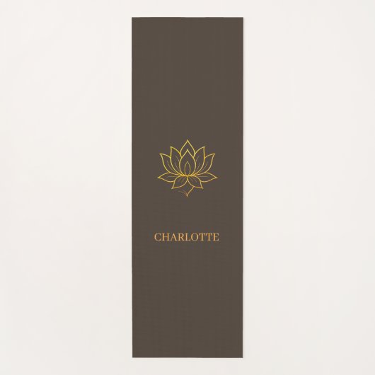 Gold lotus flower name brown yogamatte (Vorderseite)