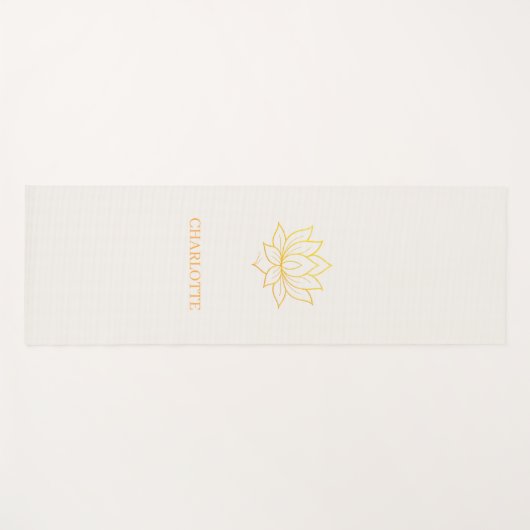 Gold lotus flower name ivory yogamatte (Vorderseite (Horizontal))