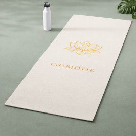 Gold lotus flower name ivory yogamatte