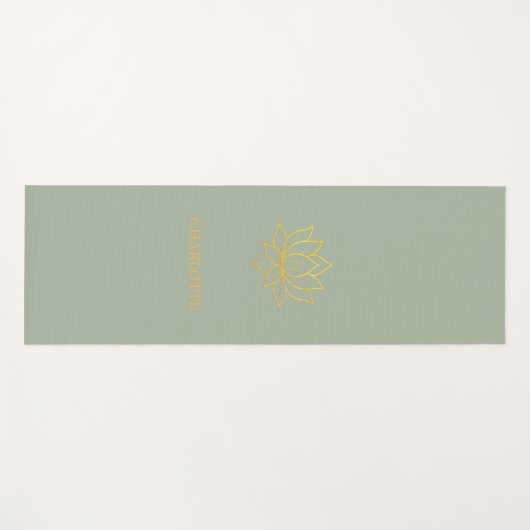 Gold lotus flower name sage green yogamatte (Vorderseite (Horizontal))