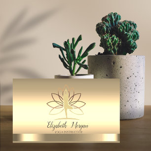 Gold Lotus Frauen Silhouette Yoga-Lehrer Visitenkarte