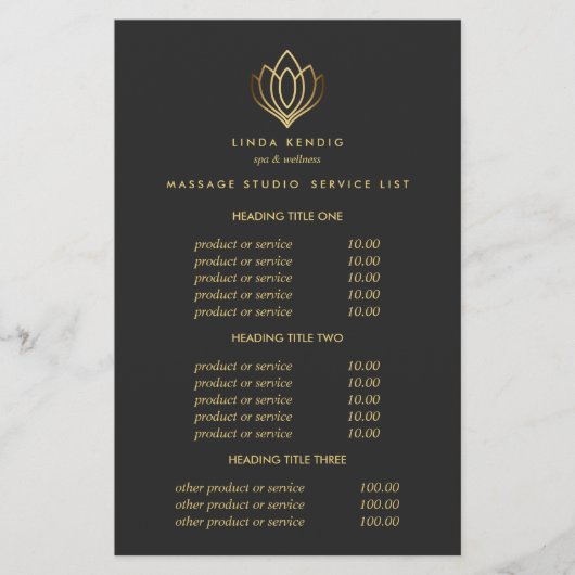 Gold Lotus Gray Wellness-Center & Massage Preise & Flyer (Vorne)