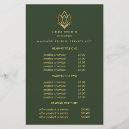 Gold Lotus Green Wellness-Center & Massage Pricing Flyer