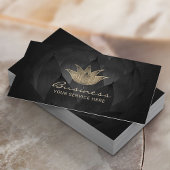 Gold Lotus Logo Eleganter Yoga Wellness-Center Visitenkarte