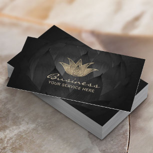 Gold Lotus Logo Eleganter Yoga Wellness-Center Visitenkarte