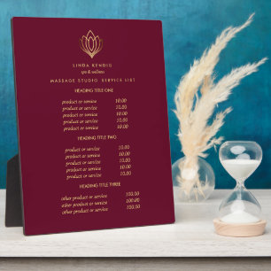 Gold Lotus Logo Ruby Preise für Wellness-Center- Fotoplatte