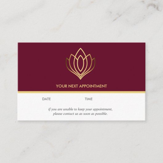 Gold Lotus Logo | Ruby | Yoga für Wellness-Massage Visitenkarte (Vorderseite)