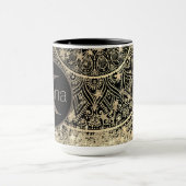 Gold Lotus Mandala Glittery Stars Monogram Tasse (Zentrum)