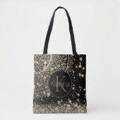 Gold Lotus Mandala Glitzer Gold Stars Monogram Tasche (Vorderseite)