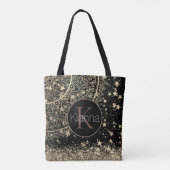 Gold Lotus Mandala Glitzer Gold Stars Monogram Tasche (Rückseite)