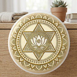 Gold-Lotus-Mandala Heilige Geometrie Keramikknauf
