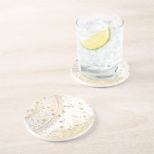 Gold Lotus Mandala mit Gold Stars auf Weiß Getränkeuntersetzer (Seite)